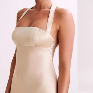 Meshki SABRA Satin Halter Maxi Dress - Gold